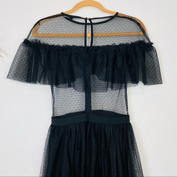 Gianni Bini Black Mesh Ruffle Midi Dress Small - Picture 8 of 11